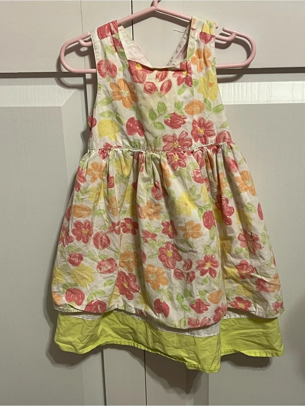Gymboree Floral Layered Cotton Dress in Yellow, Pink & Green